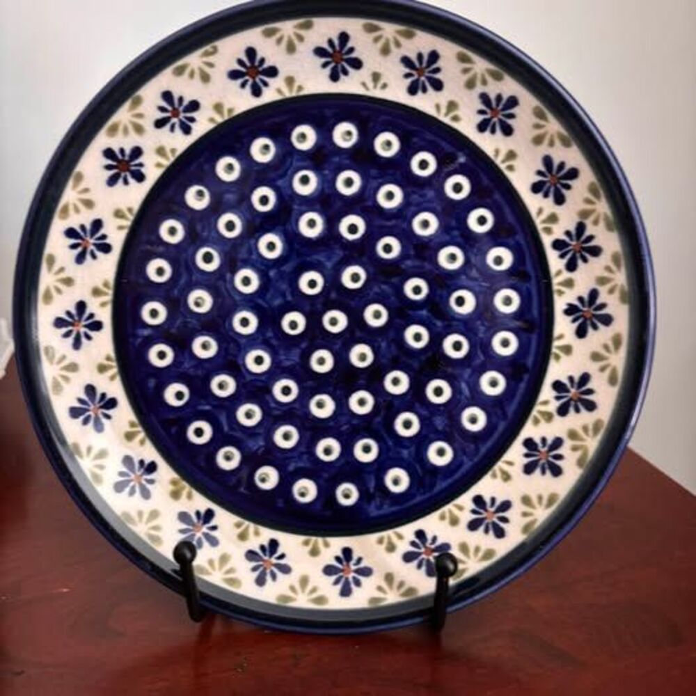 Zaklady Boleslawiec Polish Pottery 7.75β Peacock Eye Floral Salad Dessert Plate